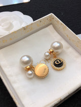 18K CD Black Pearls Earrings