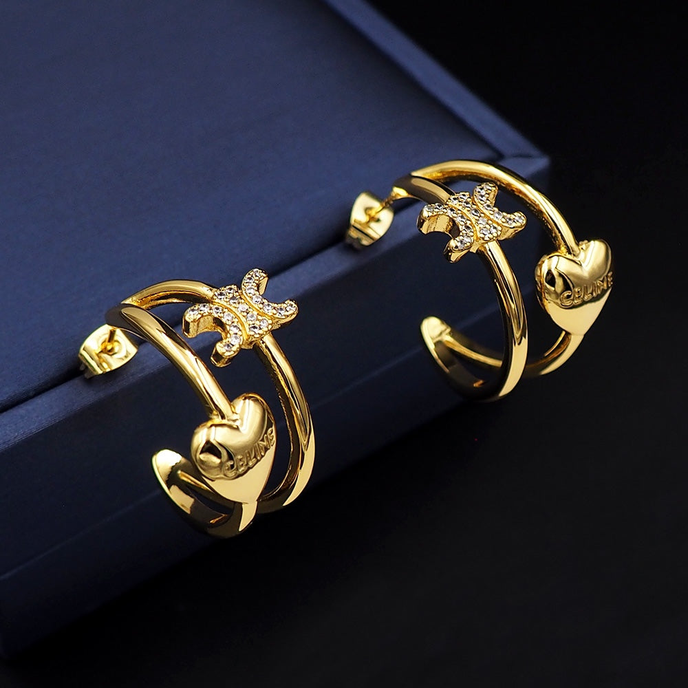 18K CE Triomphe Heart Earrings