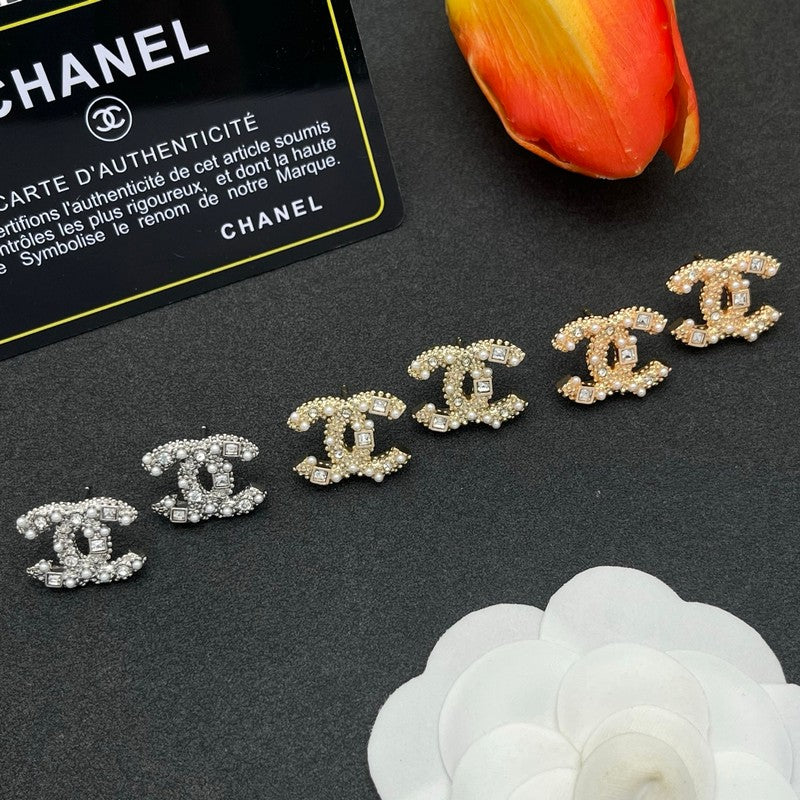 18K CC Pearl & Diamond Earrings