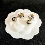 18K CC Diamond Ball Earrings