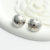 18K CC 24C Star Round Gold Earrings