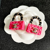 18K CC Color Bag Gold Earrings
