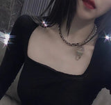 18K CC Pearl Leather Bag Pendant Necklace