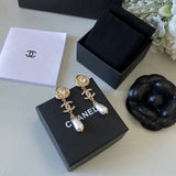 18K CC Camellia Diamond Earrings